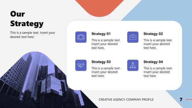 Strategy Presentation Slide with Infographic Icons