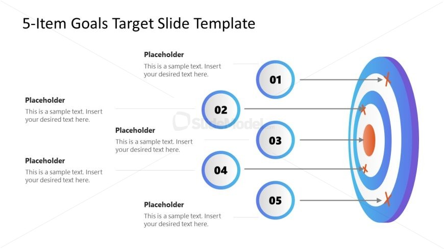 5-Item Goal Target Template for PowerPoint