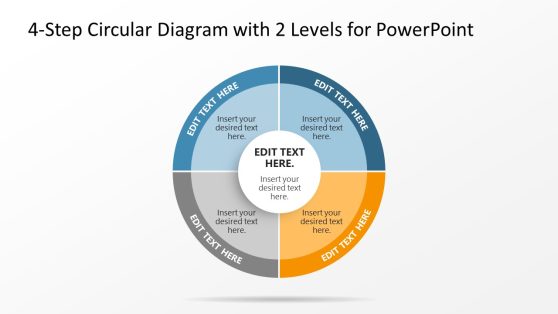 4-Step Circular Diagram with 2 Levels for PowerPoint