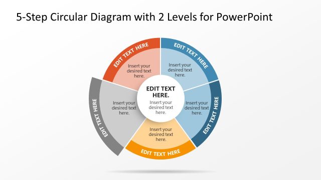 PPT Circular Diagram with Five Colored Segments