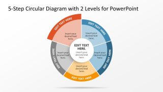 5-Step Circular Diagram with 2 Levels for PowerPoint