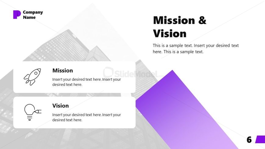 PPT Mission & Vision Slide Template for Company Presentation