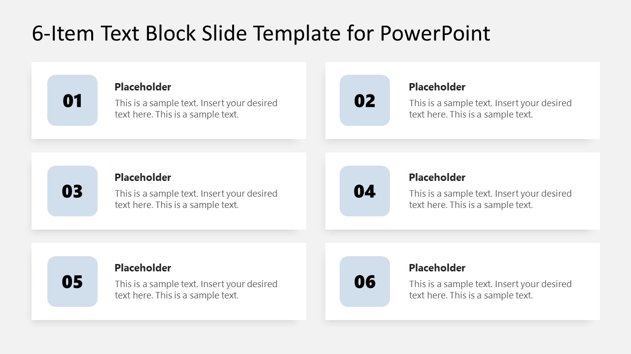 6-Item Text Block Slide Presentation Template 