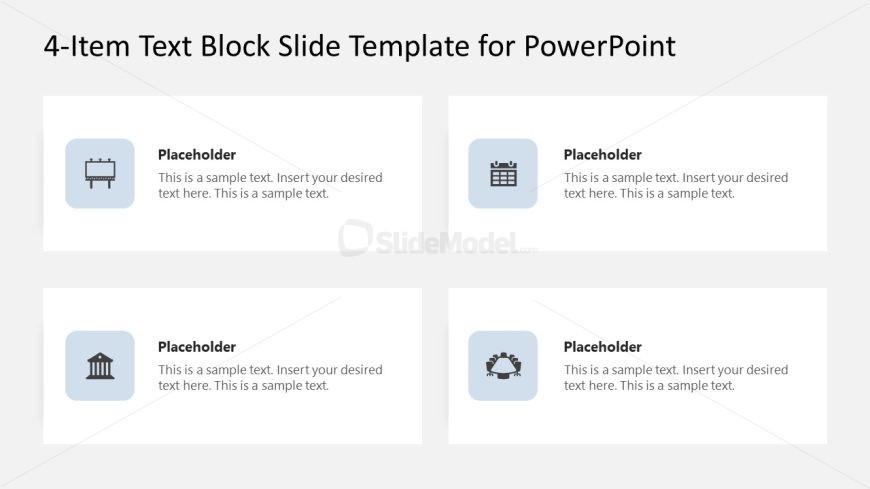 Customizable 4-Item Text Block Slide Presentation Template 