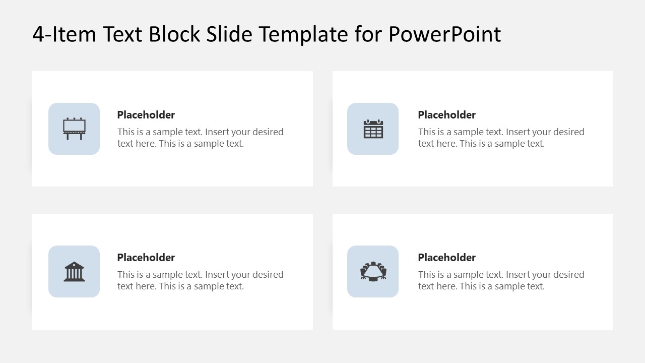 4-Item Text Block Slide Template for PowerPoint