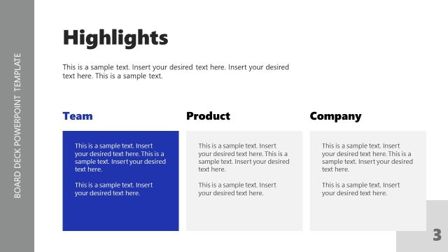 Highlights Slide – Board Deck Template