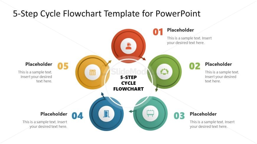 5-Step Cycle Flowchart Slide Template 