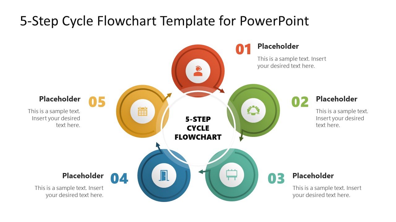 5-Step Cycle Flowchart Slide Template 