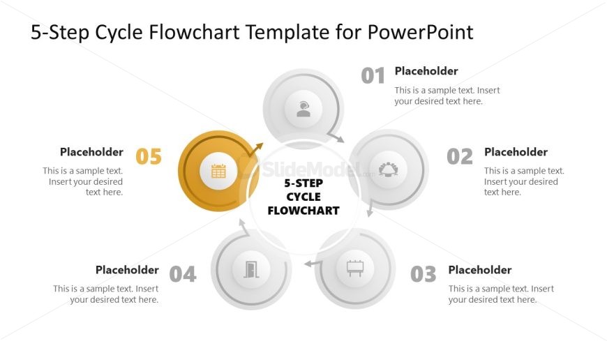 5-Step Cycle Flowchart Diagram Slide  