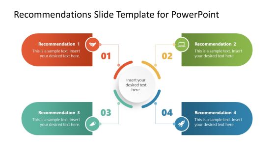 Customizable 4-Item Recommendations PowerPoint Slide