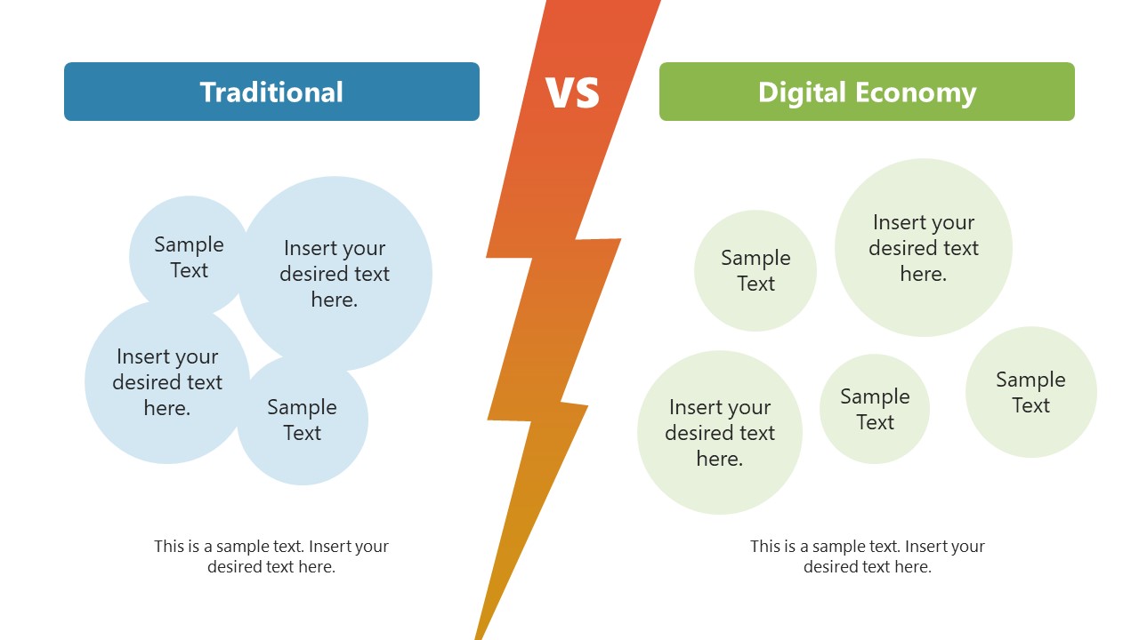 Editable Comparison Slide for Traditional & Digital Economy