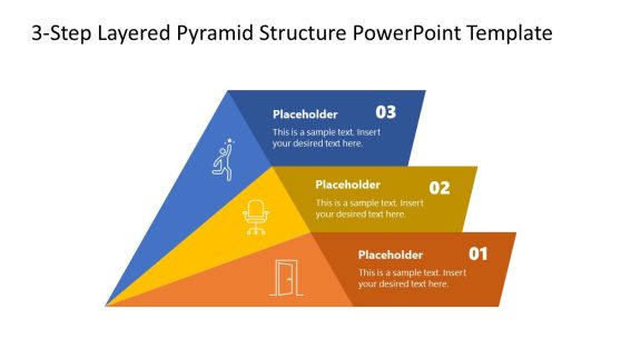Animated 3-Step Layered Pyramid Structure PowerPoint Diagram
