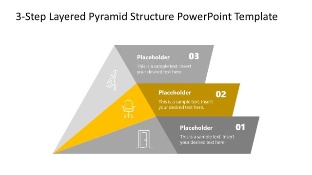 Animated 3-Step Layered Pyramid Structure PPT Diagram