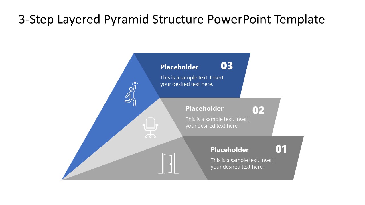 Animated 3-step Layered Pyramid Structure Powerpoint Diagram