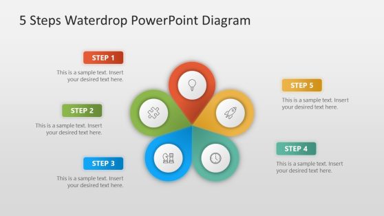 5 Steps Waterdrop Infographic PowerPoint Diagram
