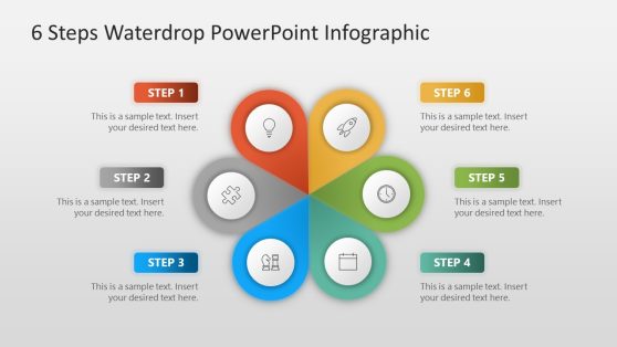 6 Steps Waterdrop Infographic PPT Diagram Template