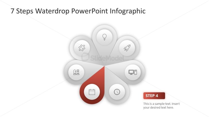 Editable Calendar Icon Slide - Waterdrop Diagram Template