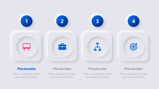 4 Steps Neumorphic PPT Slide 