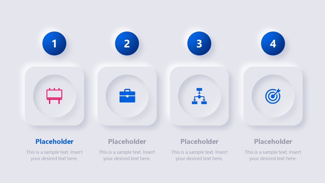 4 Steps Neumorphic PPT Slide 