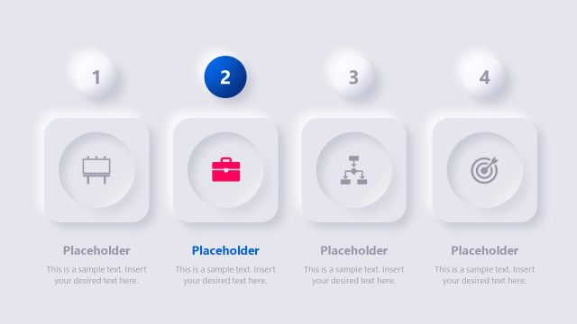 Step 2 PPT Slide – 4 Steps Neumorphic Template