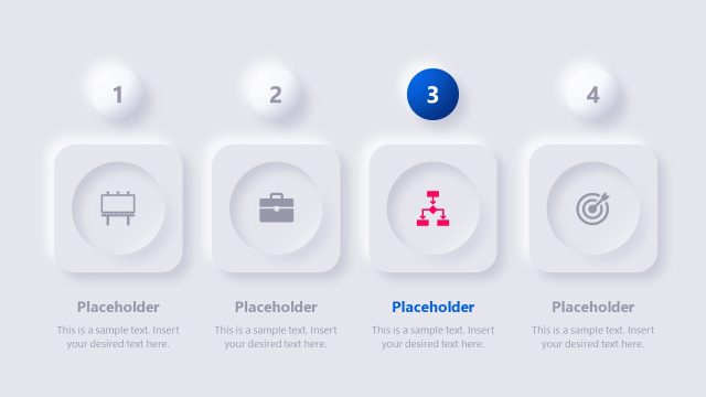 Stage 3 Presentation Slide – 4 Steps Neumorphic Slide Template