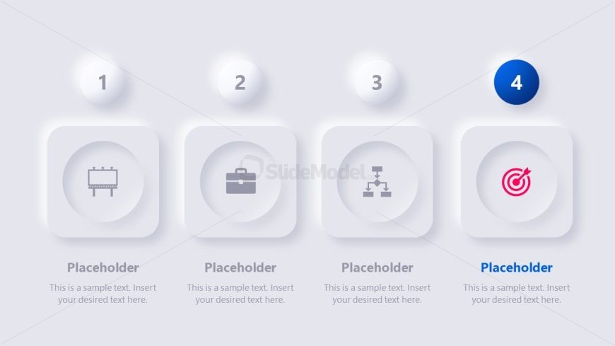 4 Steps Neumorphic Slide for Presentation