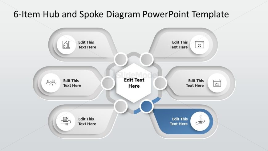 6-Item Hub & Spoke Template Slide