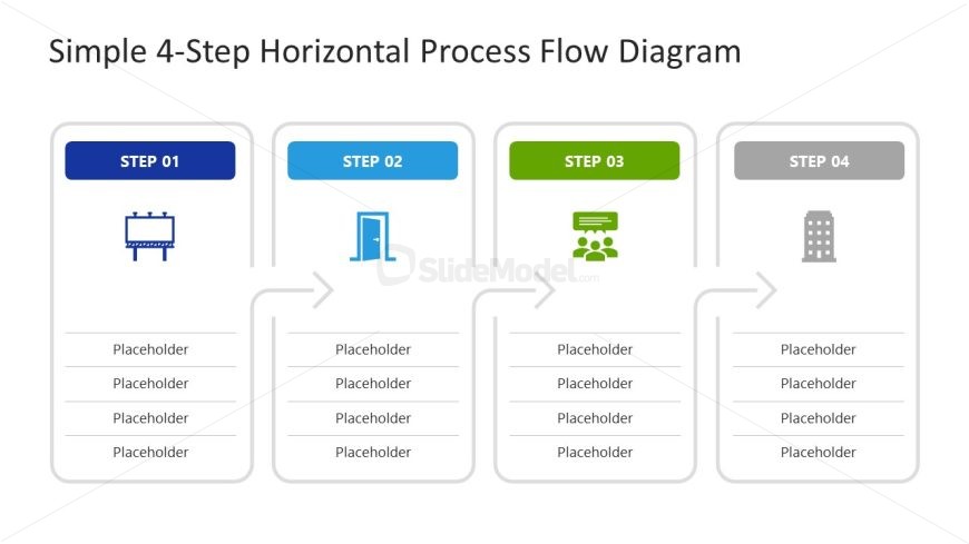 4-Step Horizontal Process Flow Diagram Template 
