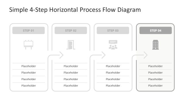 Step 4 – 4-Step Horizontal Process Flow Diagram PowerPoint Template