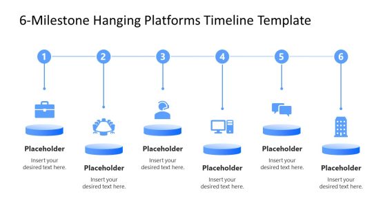 6-Milestone Hanging Platforms Timeline PowerPoint Template