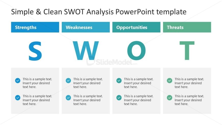 Simple & Clean SWOT Analysis PowerPoint Slide 