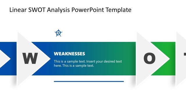 Weaknesses Slide in Linear SWOT Analysis