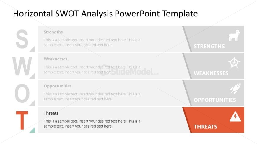 Horizontal SWOT PowerPoint Slide Template