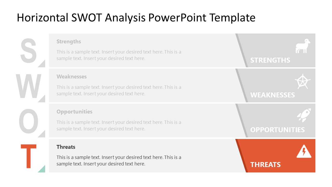 Horizontal SWOT PowerPoint Template