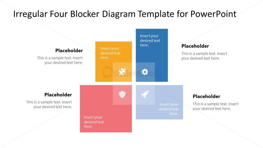 Editable Irregular Four Blocker Diagram Slide