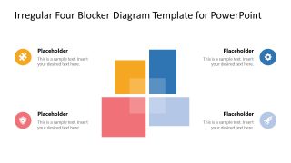 Customizable Irregular Four Blocker Diagram PPT Template 