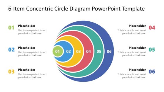 6-Item Concentric Circles Diagram PowerPoint Template