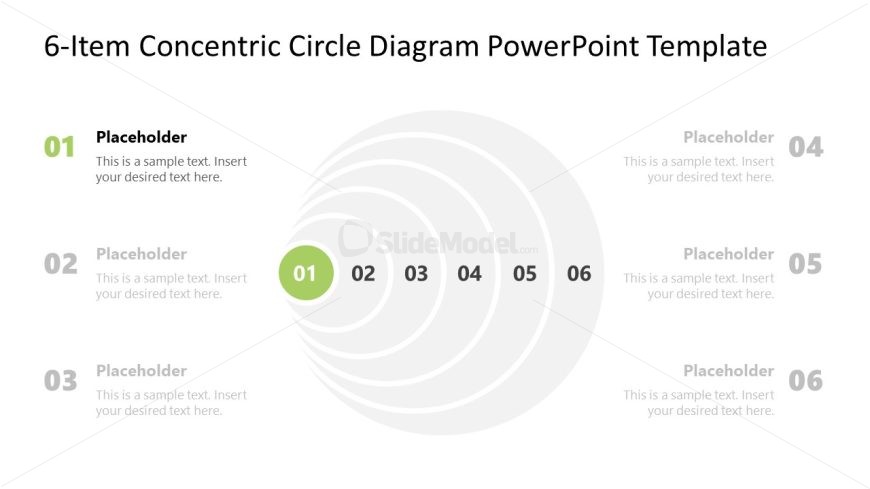 6-Item Concentric Circles Template for PowerPoint 