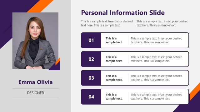 Personal Information Slide Template for PowerPoint