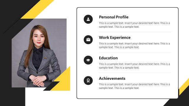 PPT Slide for Presenting Personal and Professional Details