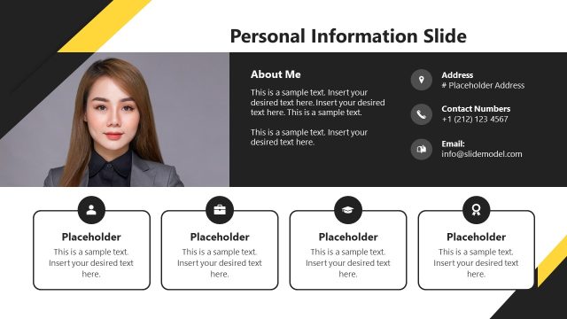 Blocks Layout Slide with Icons to Present Personal Details