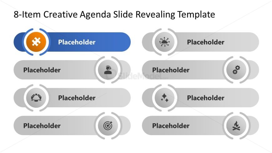 Agenda Presentation Slide with 8 Items