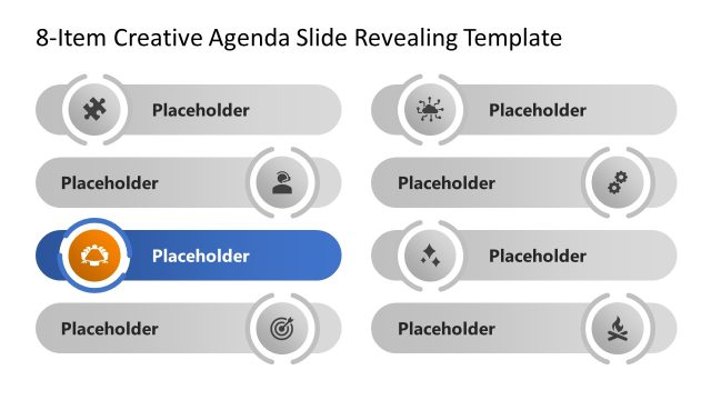Creative Agenda Presentation Slide with 8 Elements
