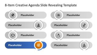 PPT Agenda Slide with 8 Rows & Icons