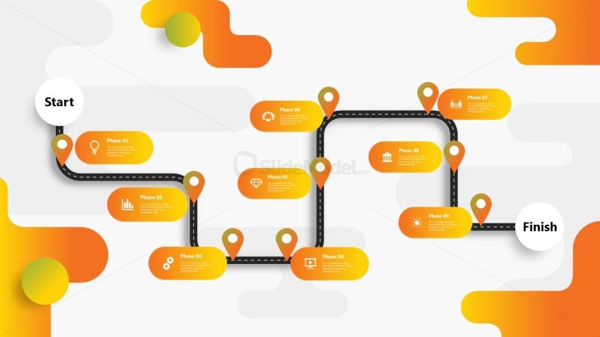 9-Phase Animated Roadmap Concept Slide