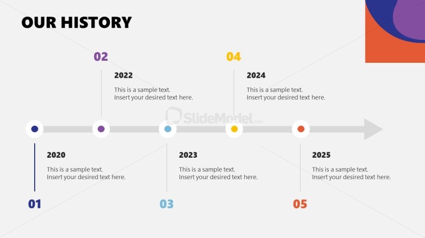 Horizontal Timeline PPT Slide for Company Profile Template