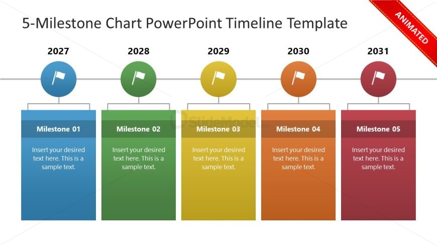 Editable 5-Milestone Chart PowerPoint Slide