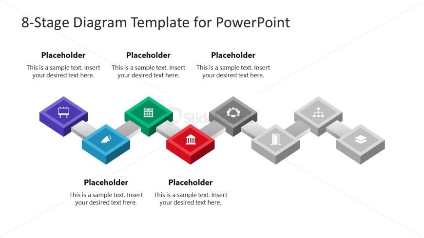 8-Stage 3D Diagram Template Slide 