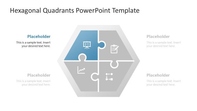 Editable Hexagonal Quadrants PPT Template