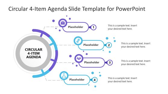 Circular 4-Item Agenda Slide Template for PowerPoint